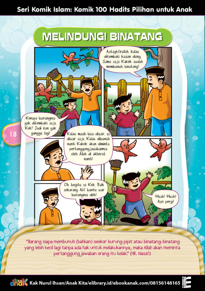 CM018. Komik 100 Hadits Pilihan untuk Anak; Melindungi Binatang (18)