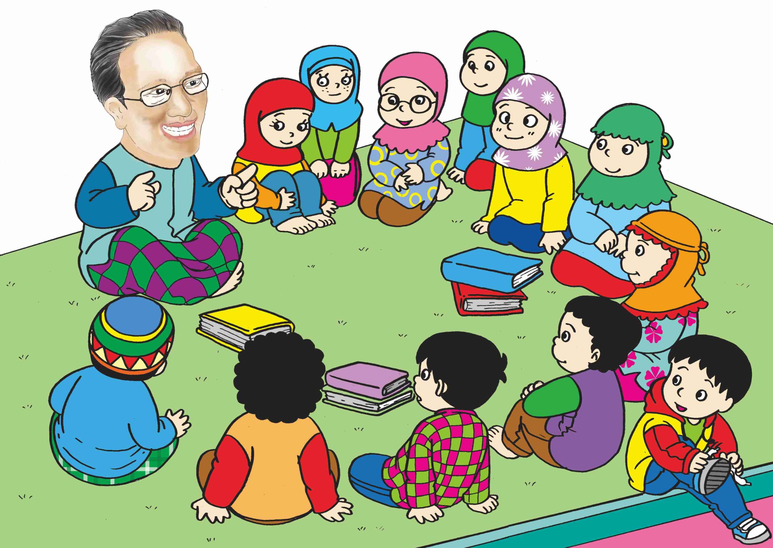 I031. Muslim children are studying Islam with the ustaz I031. Muslim children are studying Islam with the ustaz