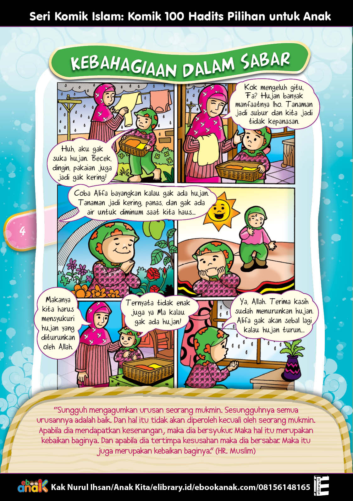 K004. 100 Komik Hadits Pilihan untuk Anak Kebahagiaan dalam Sabar (4) K004. 100 Komik Hadits Pilihan untuk Anak Kebahagiaan dalam Sabar (4)